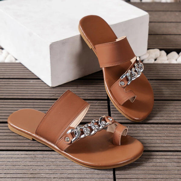 Chained T-Strap Sandals